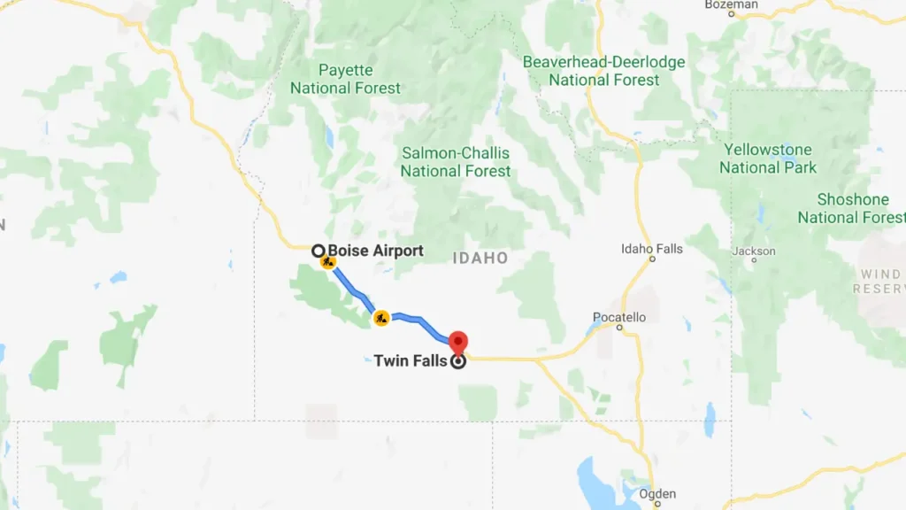 boise to twin falls distance